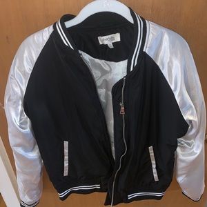 black and silver bomber jacket
